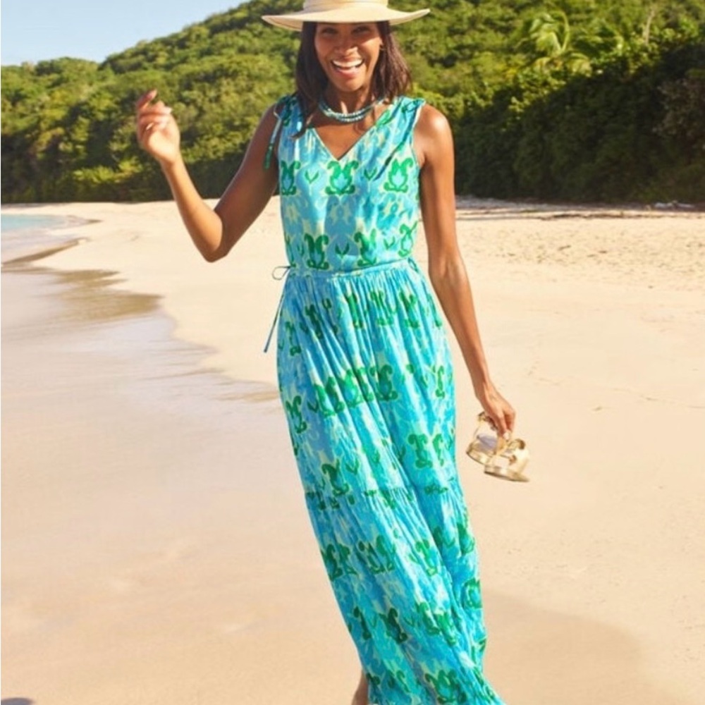 Talbots Blue and Green Floral Dress